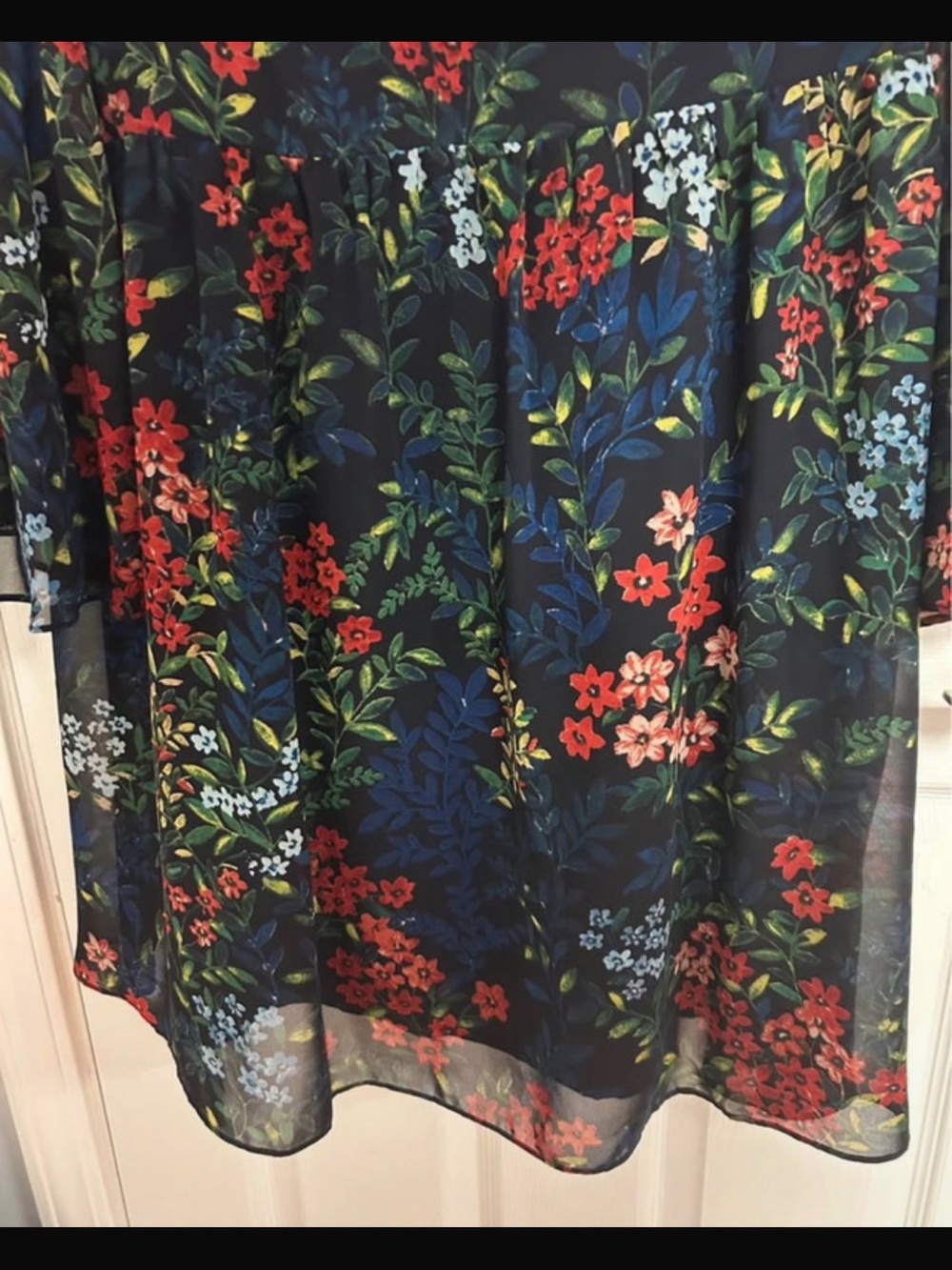 Ralph Lauren Navy Floral Chiffon Dress with Red & Blue Flowers - Picture 2 of 4